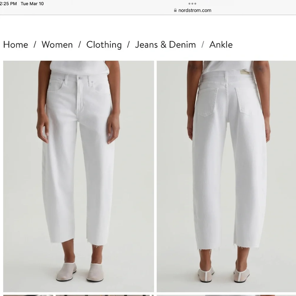 AG Jeans Hattie High Rise Raw Hem Ankle Barrel in Gallery White Size 28 - Picture 2 of 7